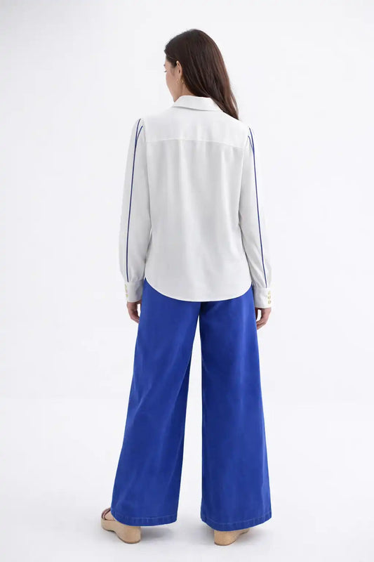 White Shirt with Contrast Stripe Detailing