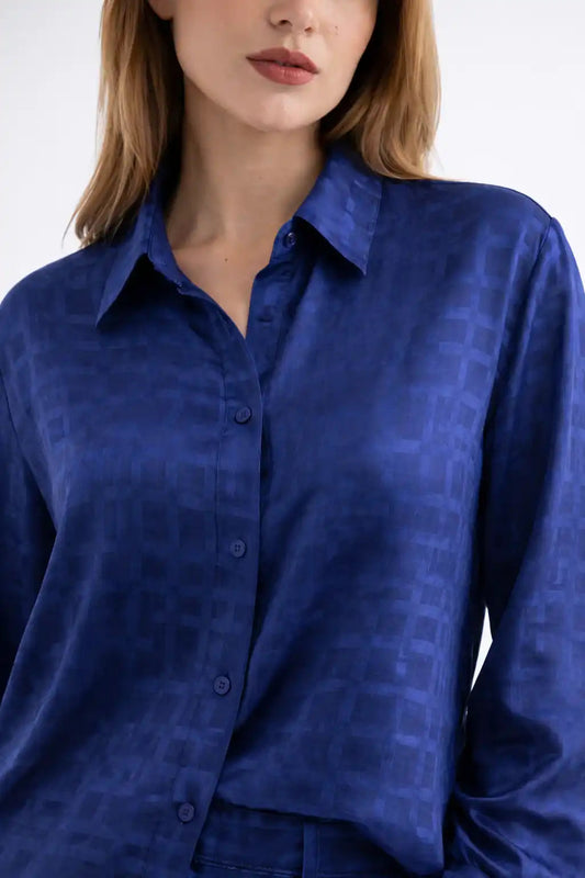 Deep Blue Textured Shirt