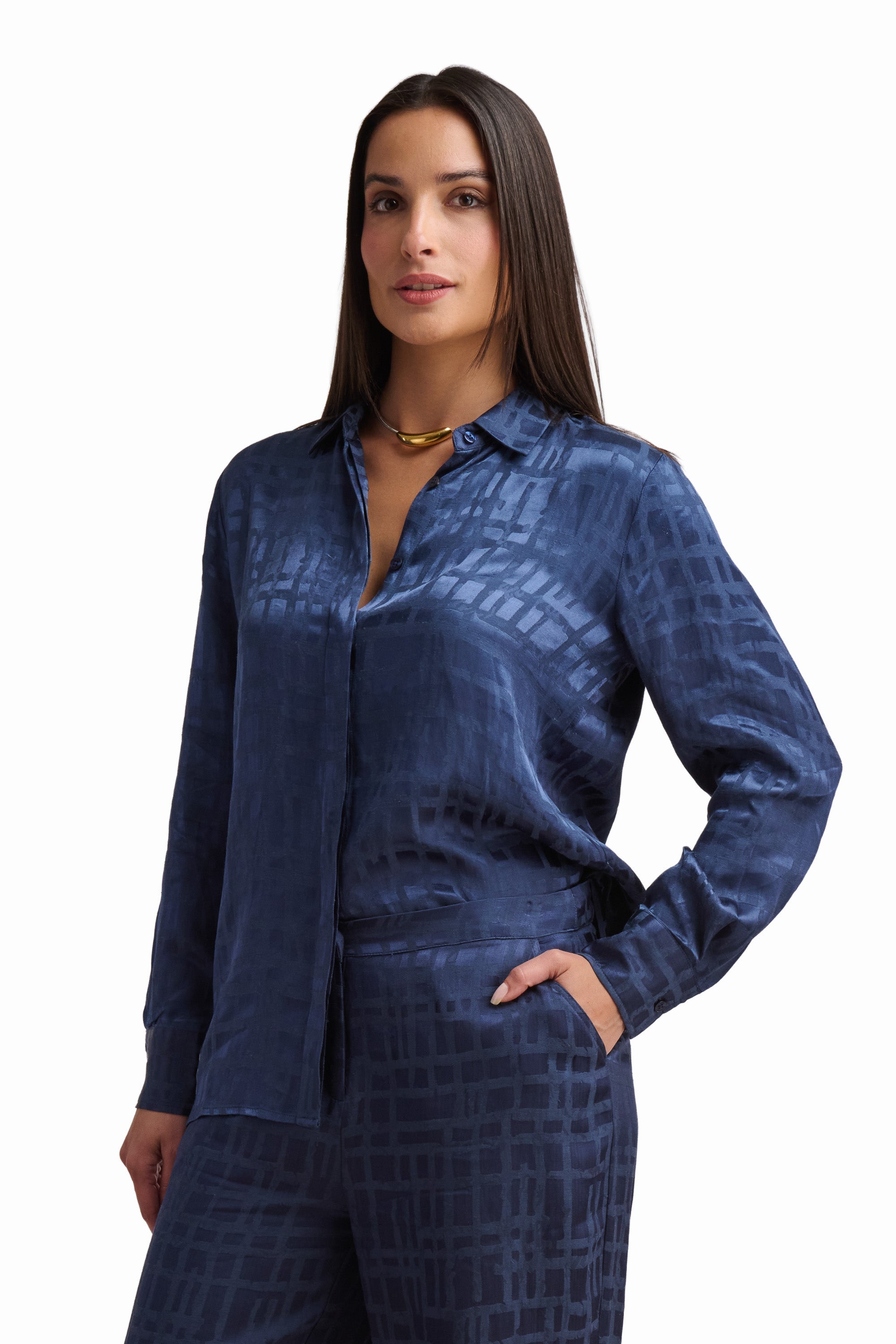 Deep Blue Textured Shirt