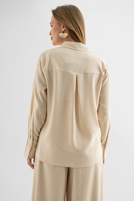 Chic Beige Utility Blouse