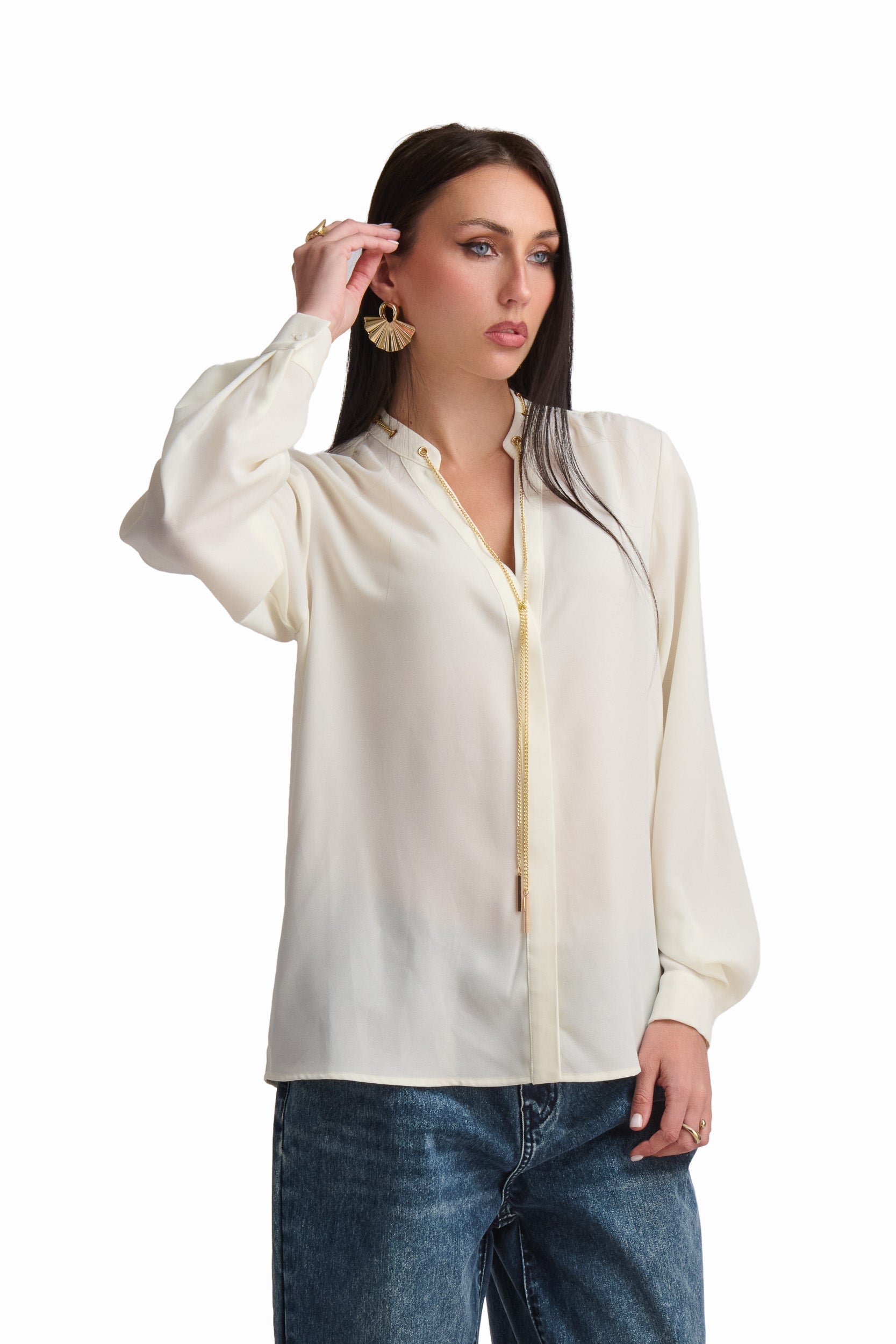 Chain-Detail Elegant Blouse