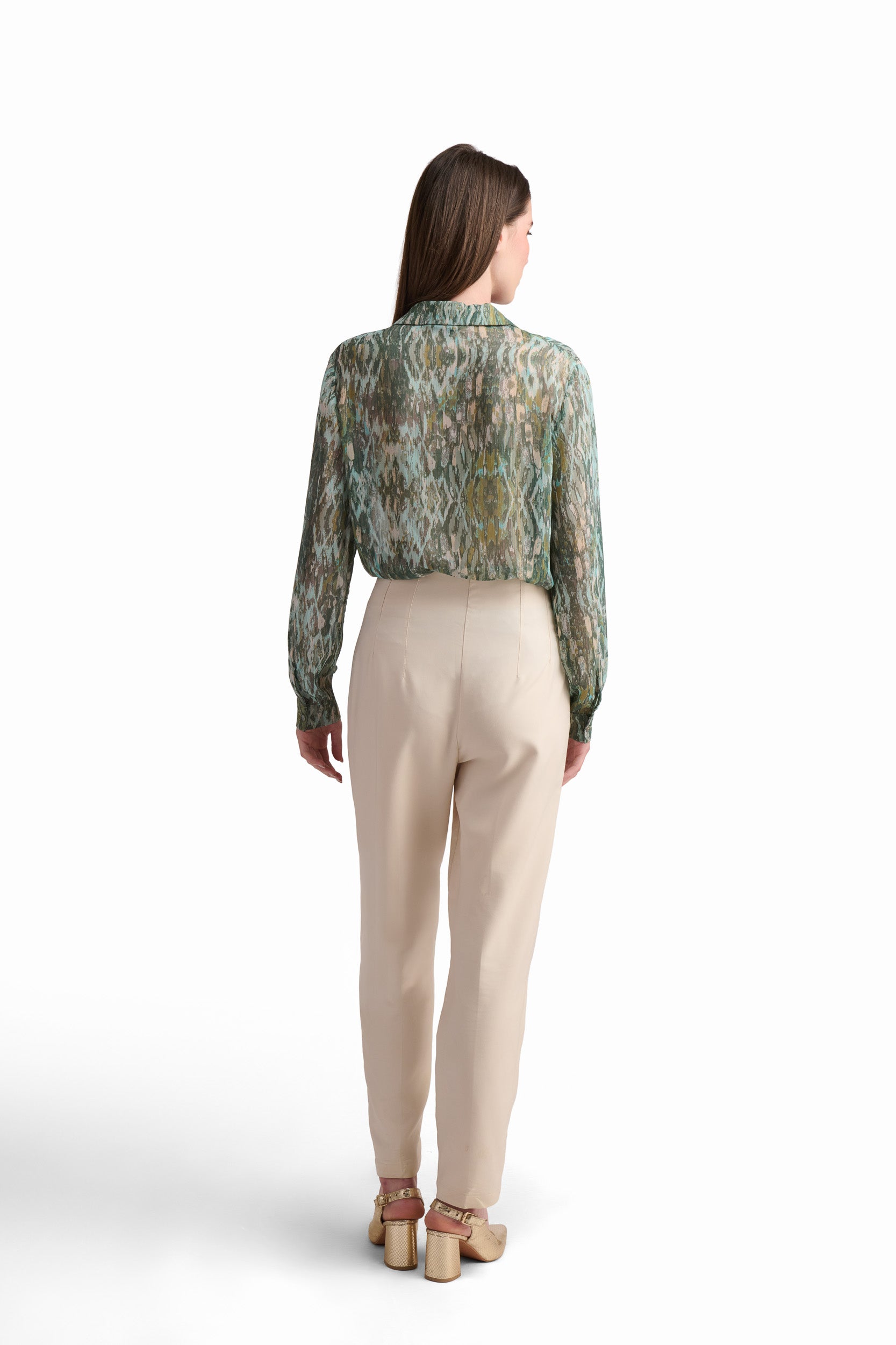 Ruffle-Detail Printed Blouse