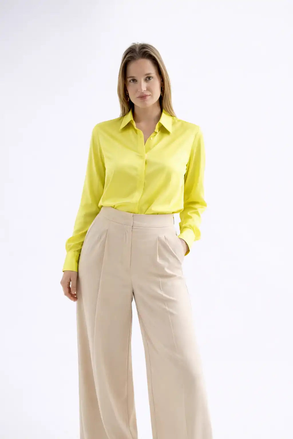 Luminous Lemon Silk-Touch Blouse