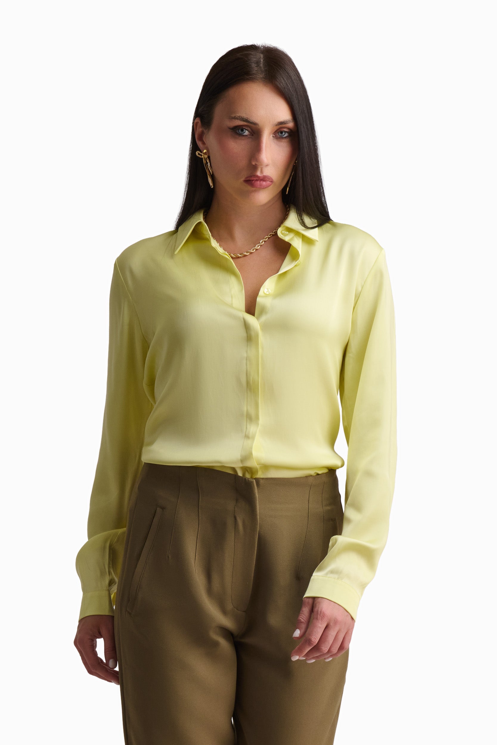 Soft Yellow Satin Shirt