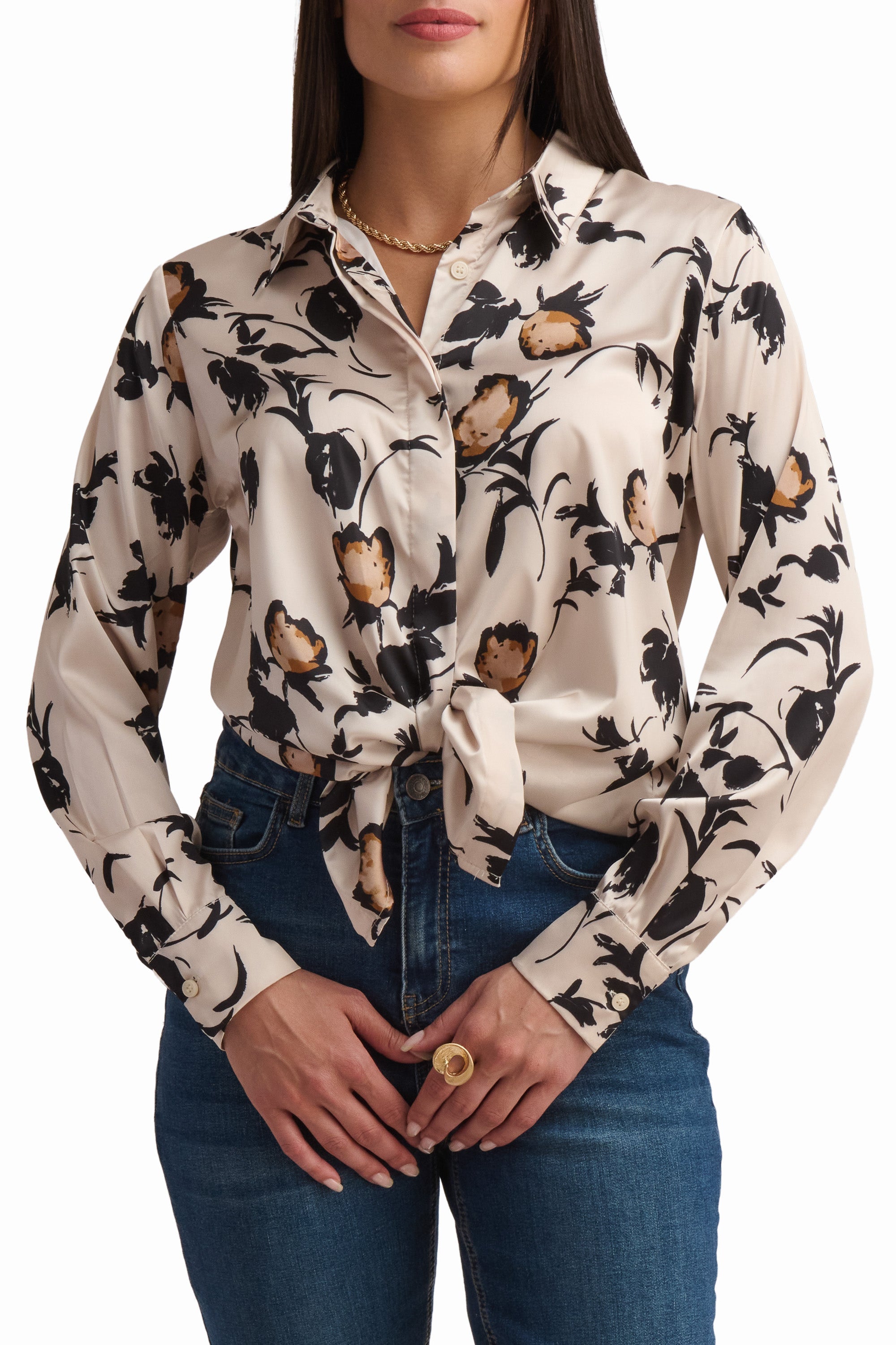 Ivory Noir Floral Shirt