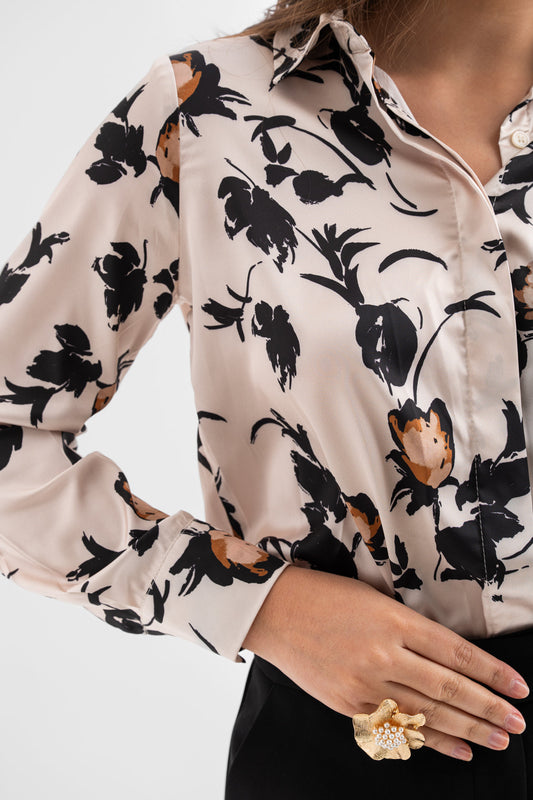 Ivory Noir Floral Shirt