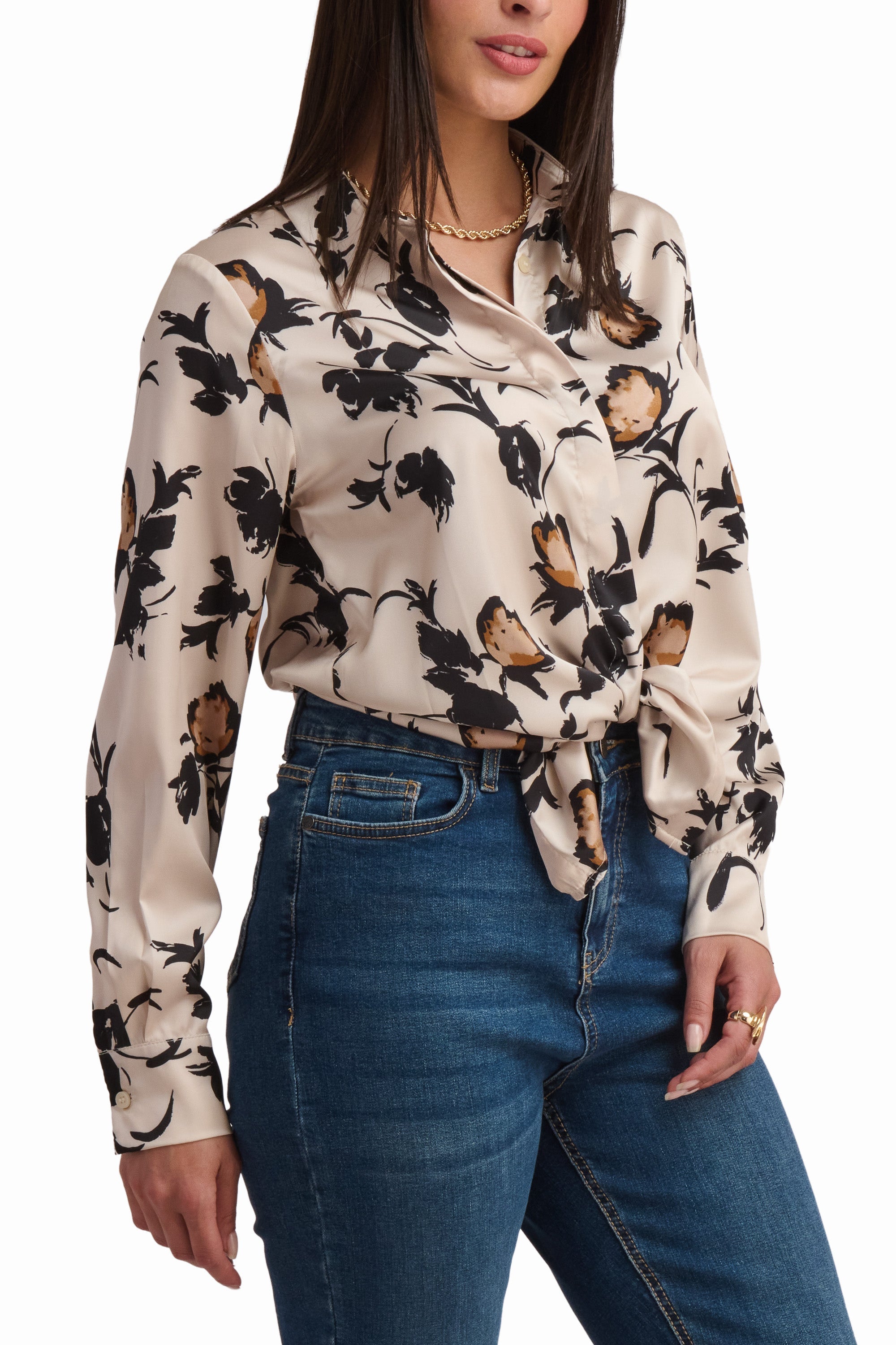 Ivory Noir Floral Shirt