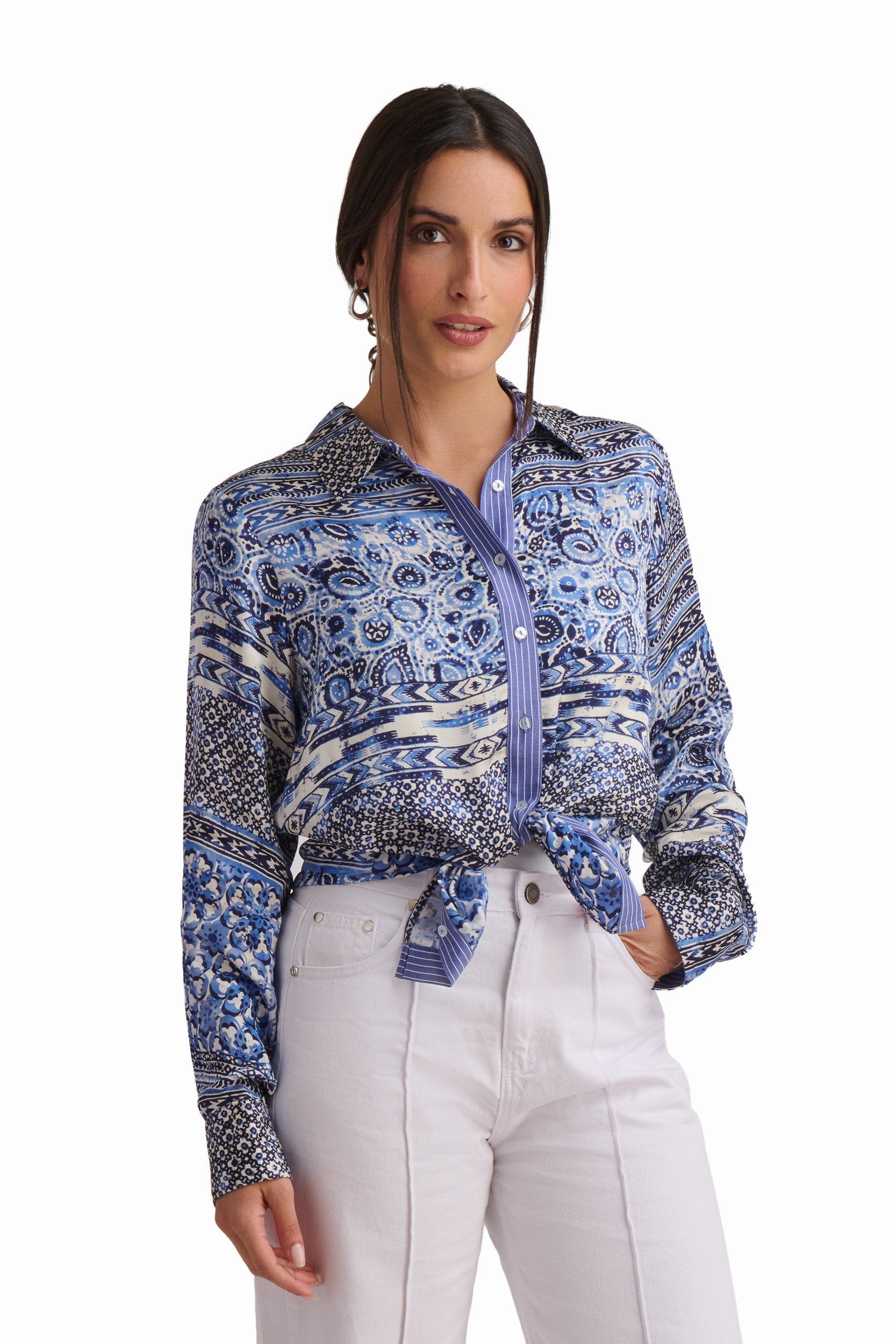 Blue Paisley Viscose Shirt