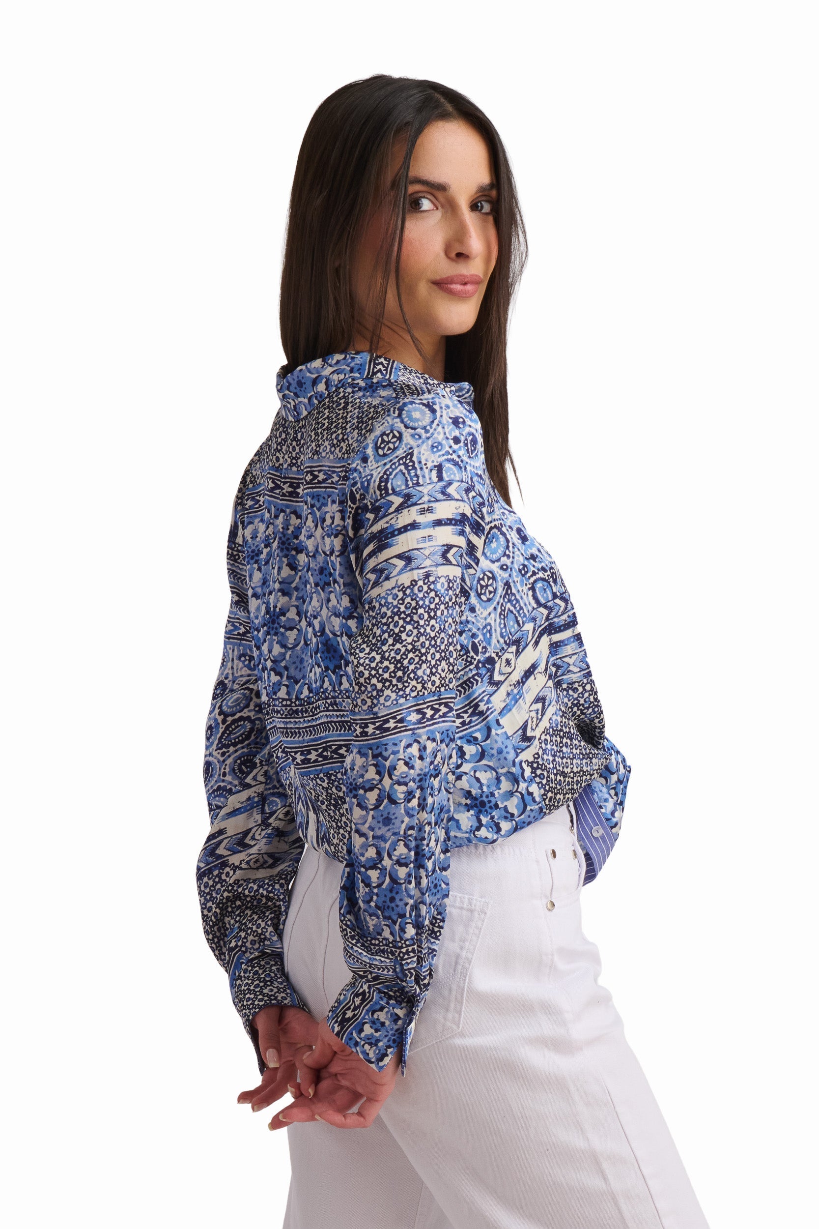Blue Paisley Viscose Shirt
