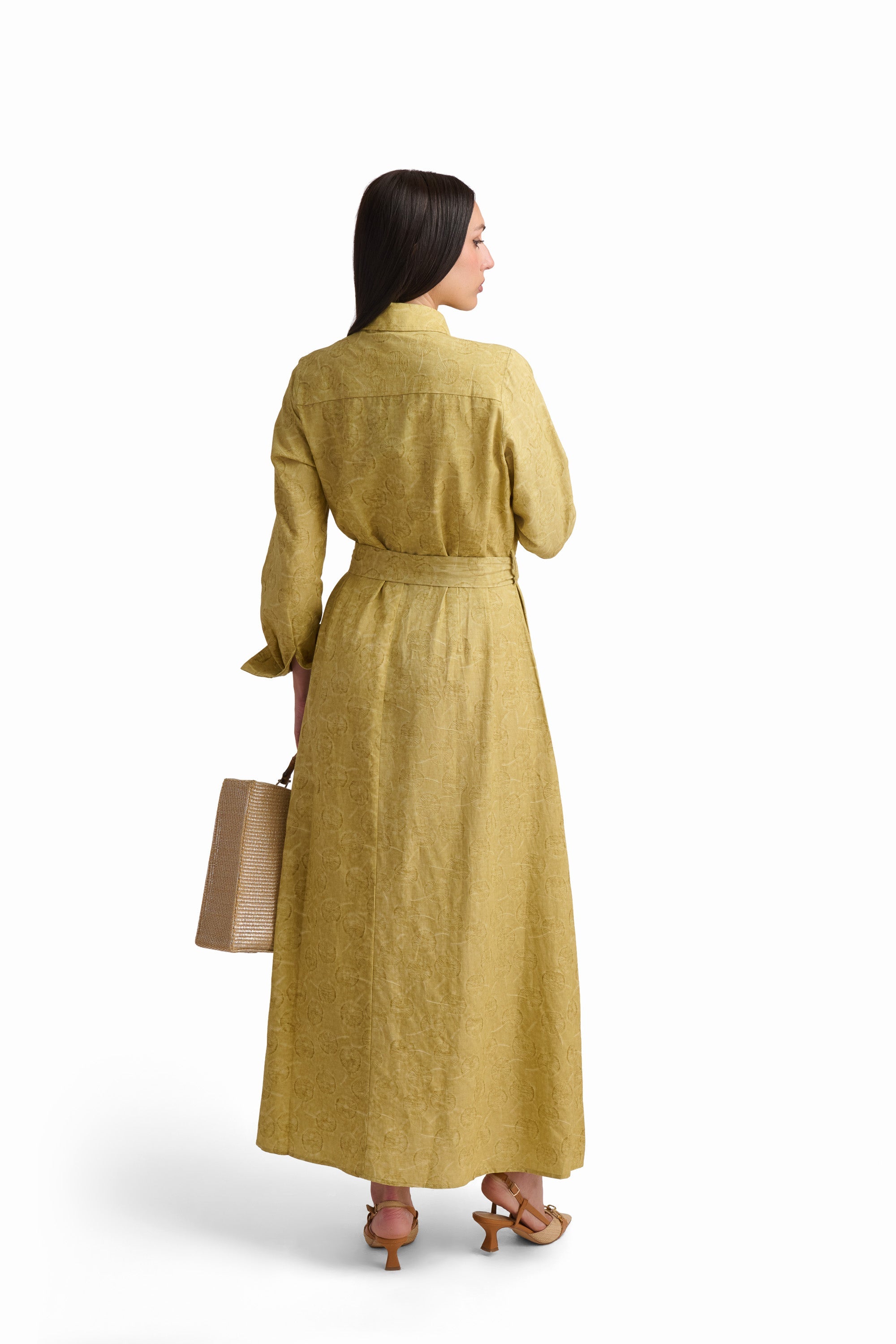 Textured Maxi Shirt Dress with Belt