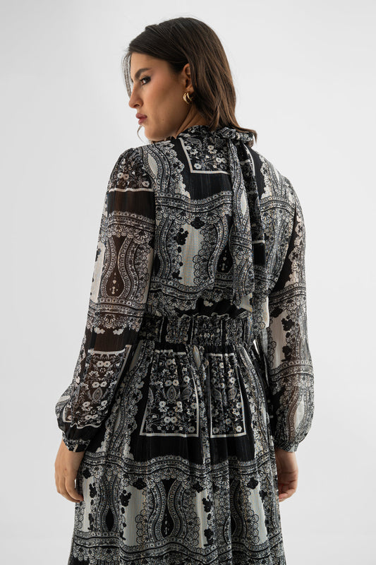 Midnight Patchwork Paisley Maxi Dress