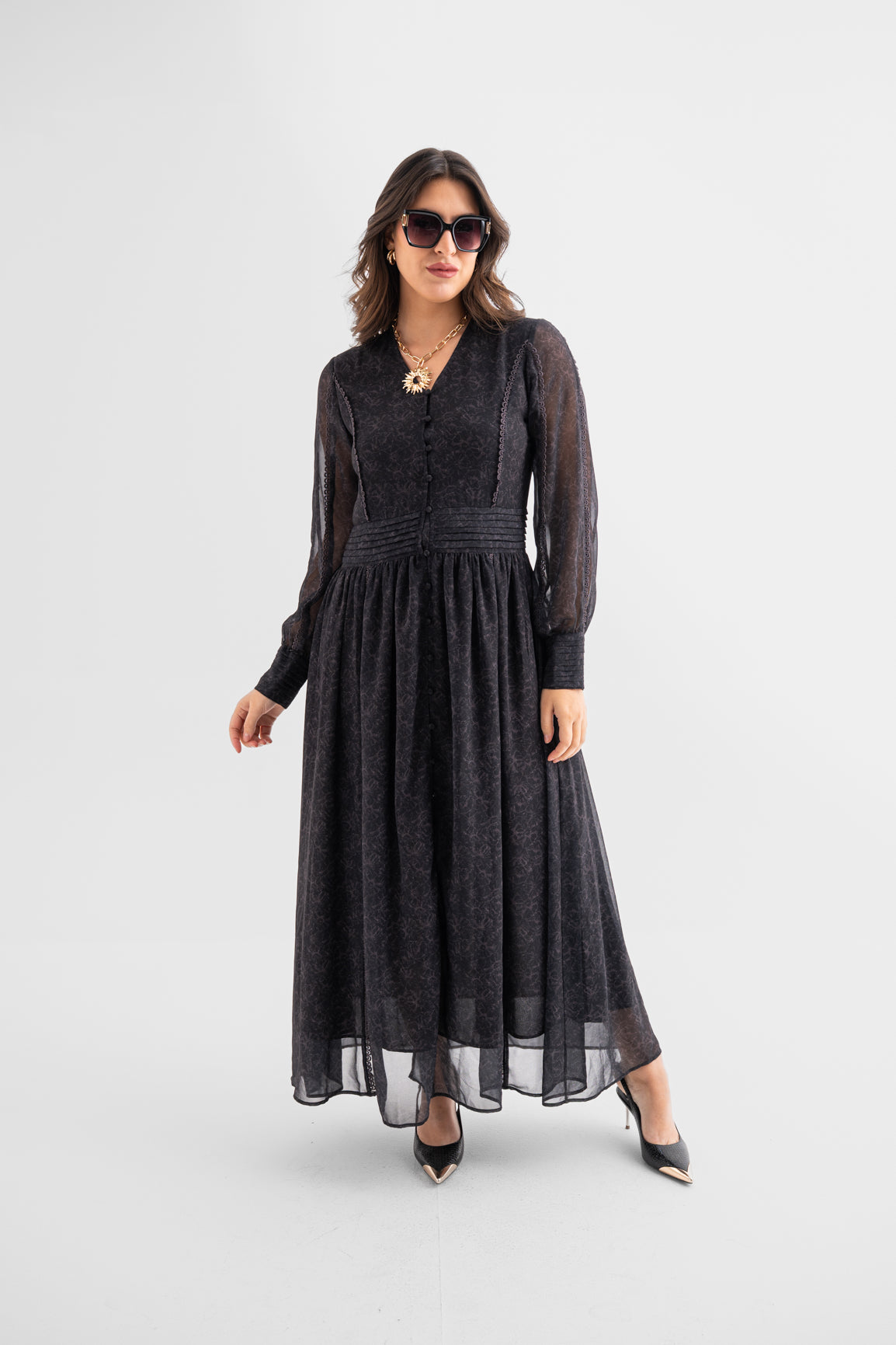 Noir Whisper Maxi Dress