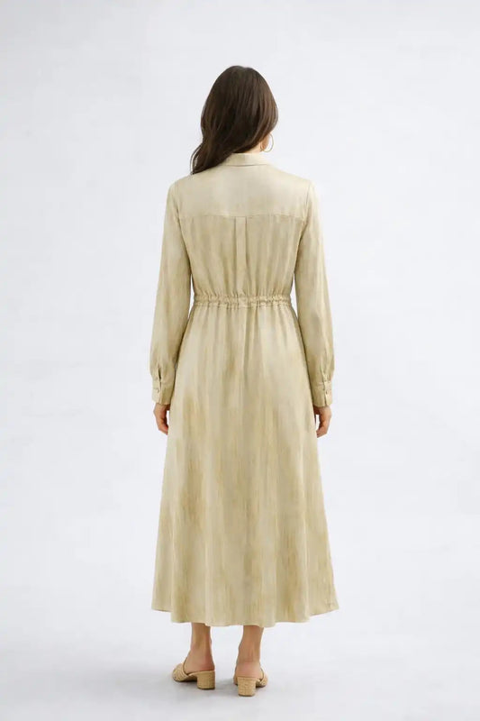 Elegant Drawstring-Waist Maxi Dress