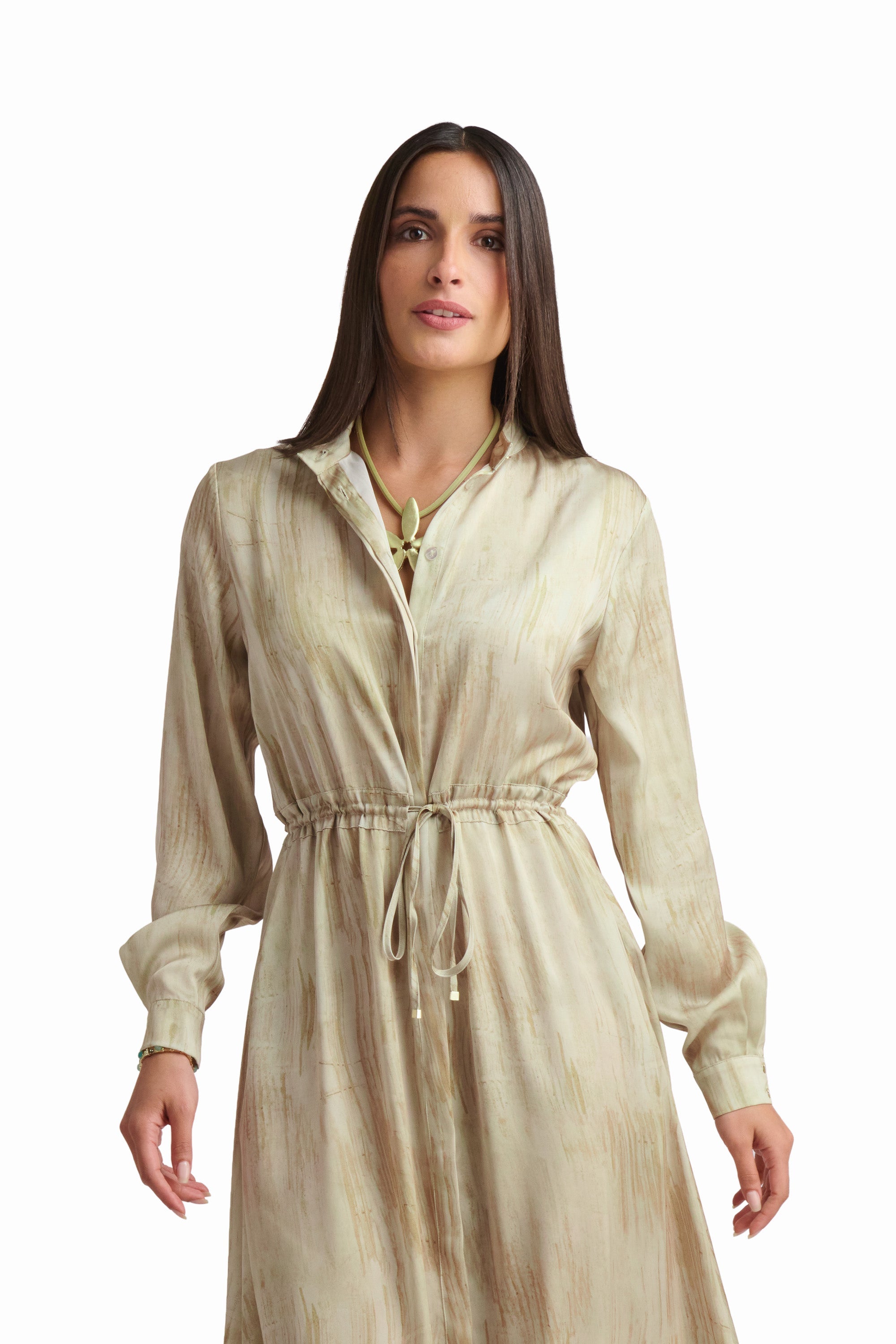 Elegant Drawstring-Waist Maxi Dress