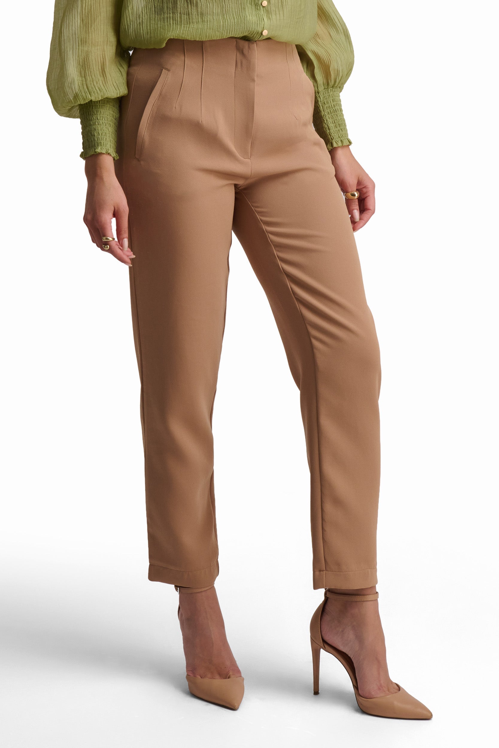 Camel Straight-Leg Pants