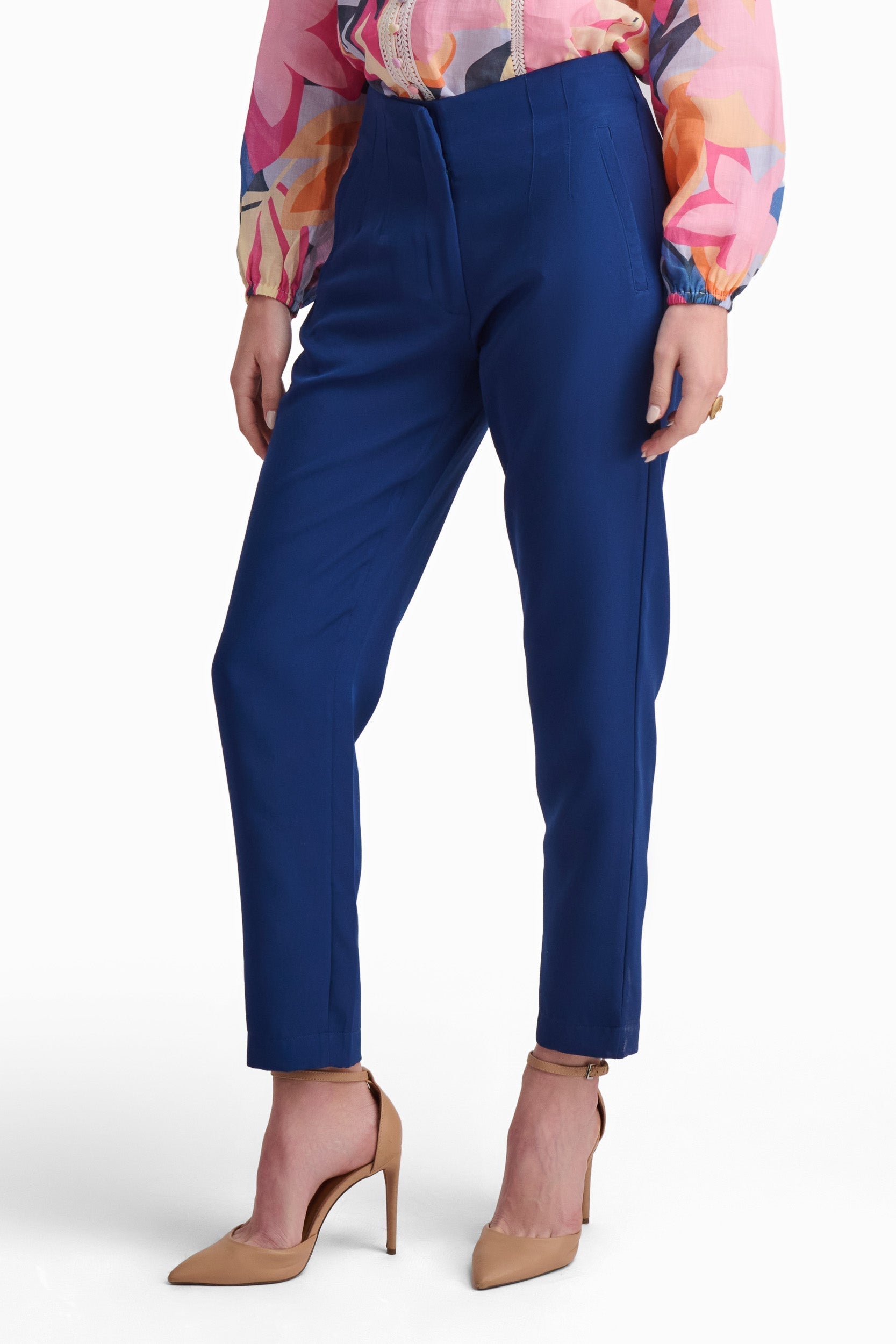 Royal Blue Straight-Leg Pants