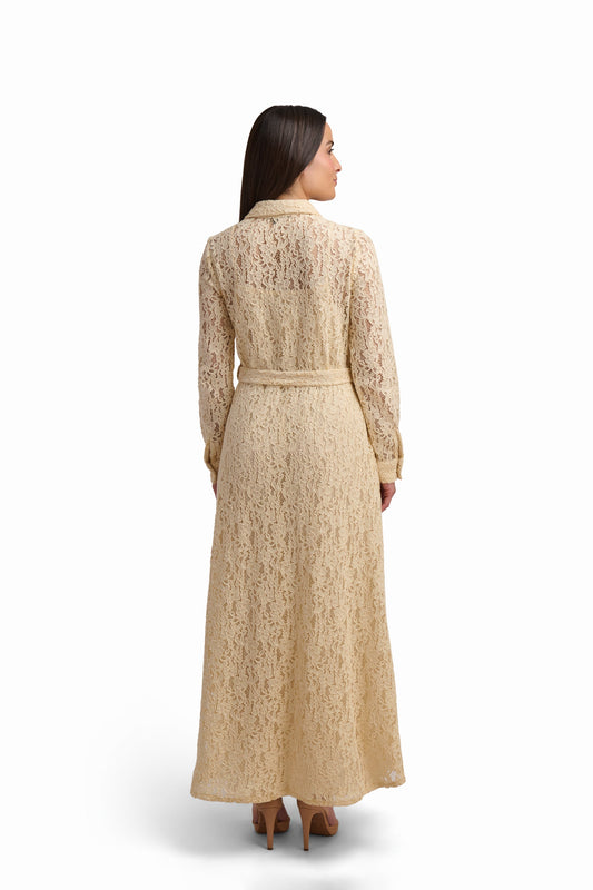 Lace Belted Maxi Dress