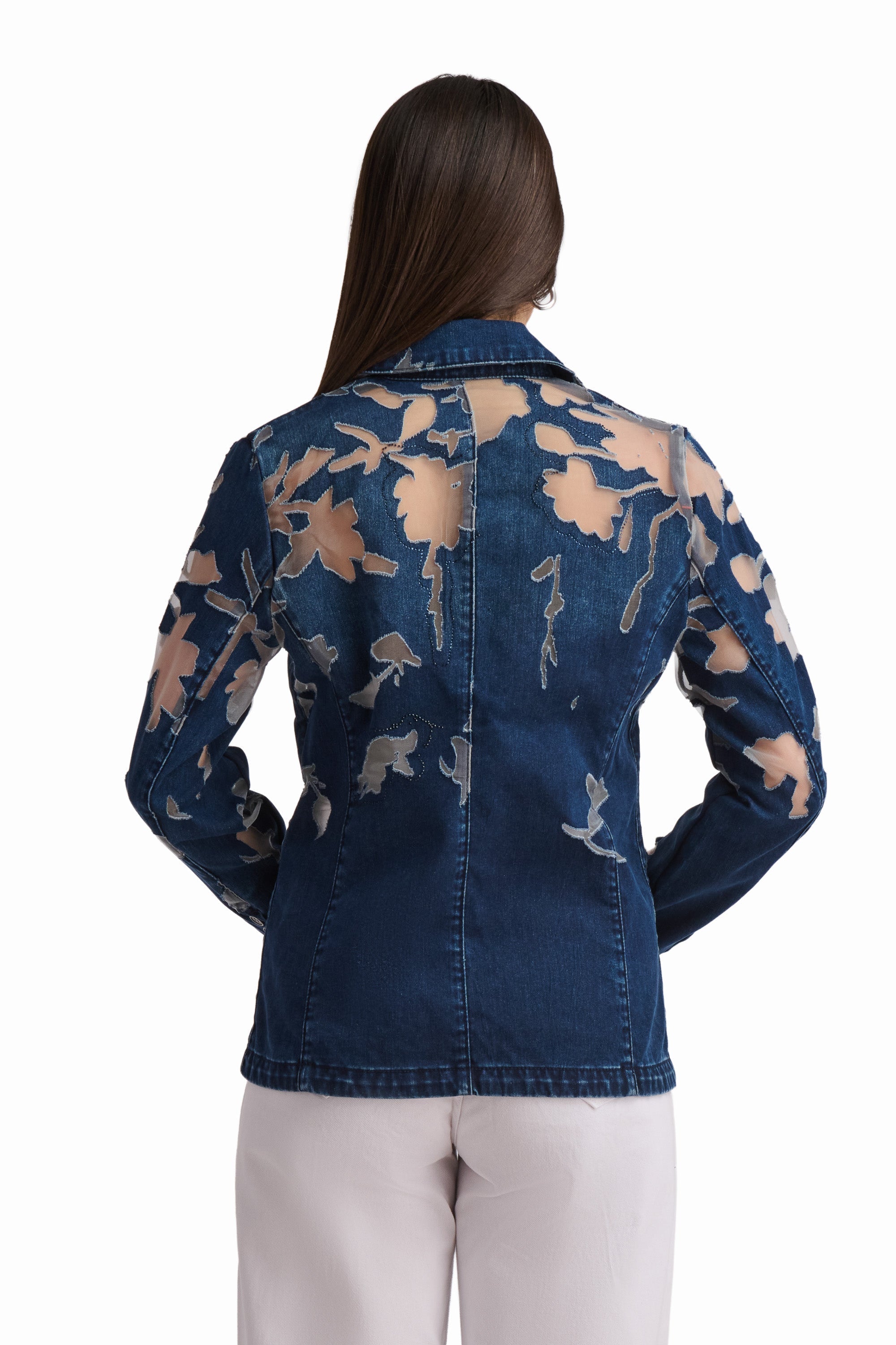 Denim Jacket with Sheer Detail
