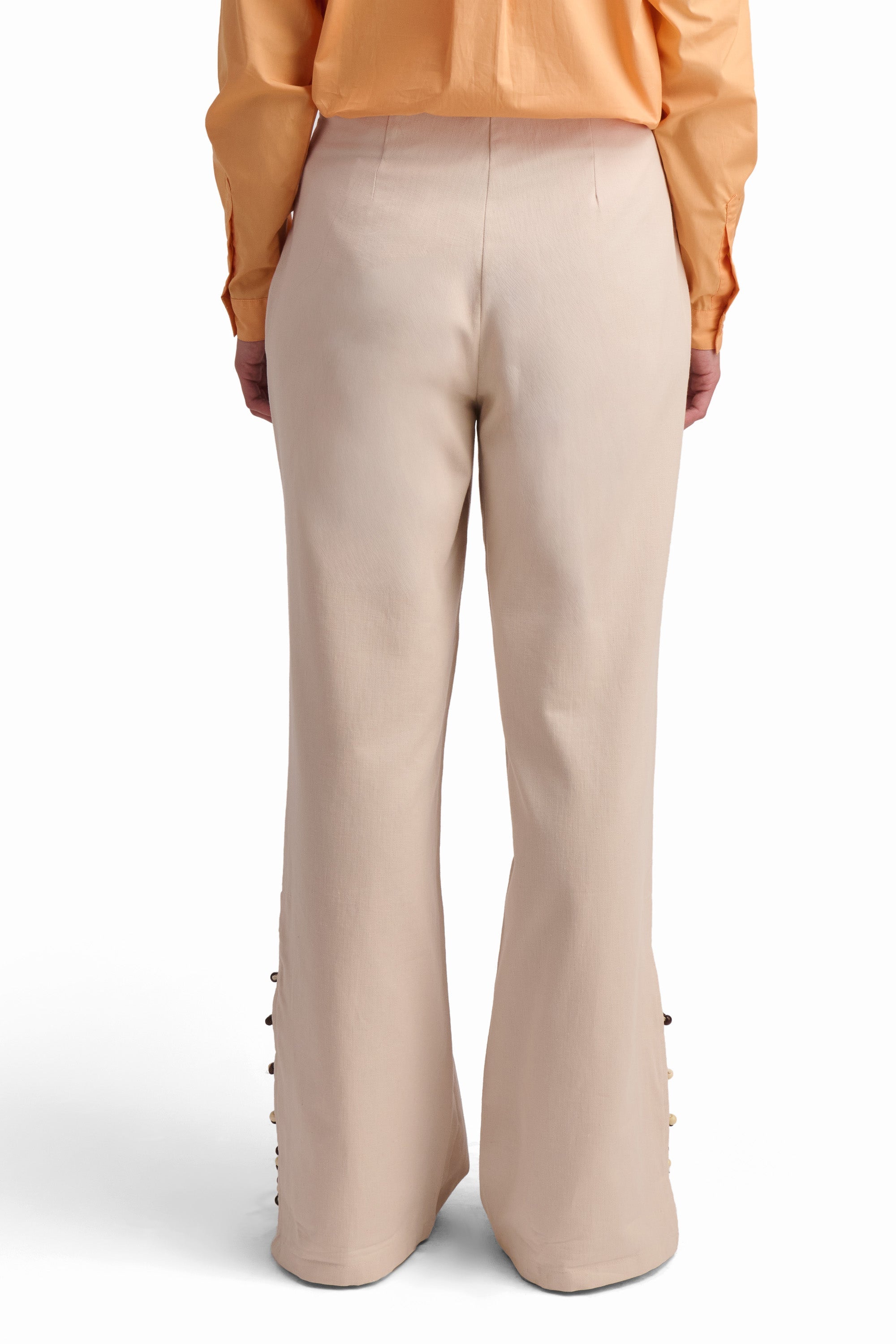 Beige Wide-Leg Trousers with Side Slits