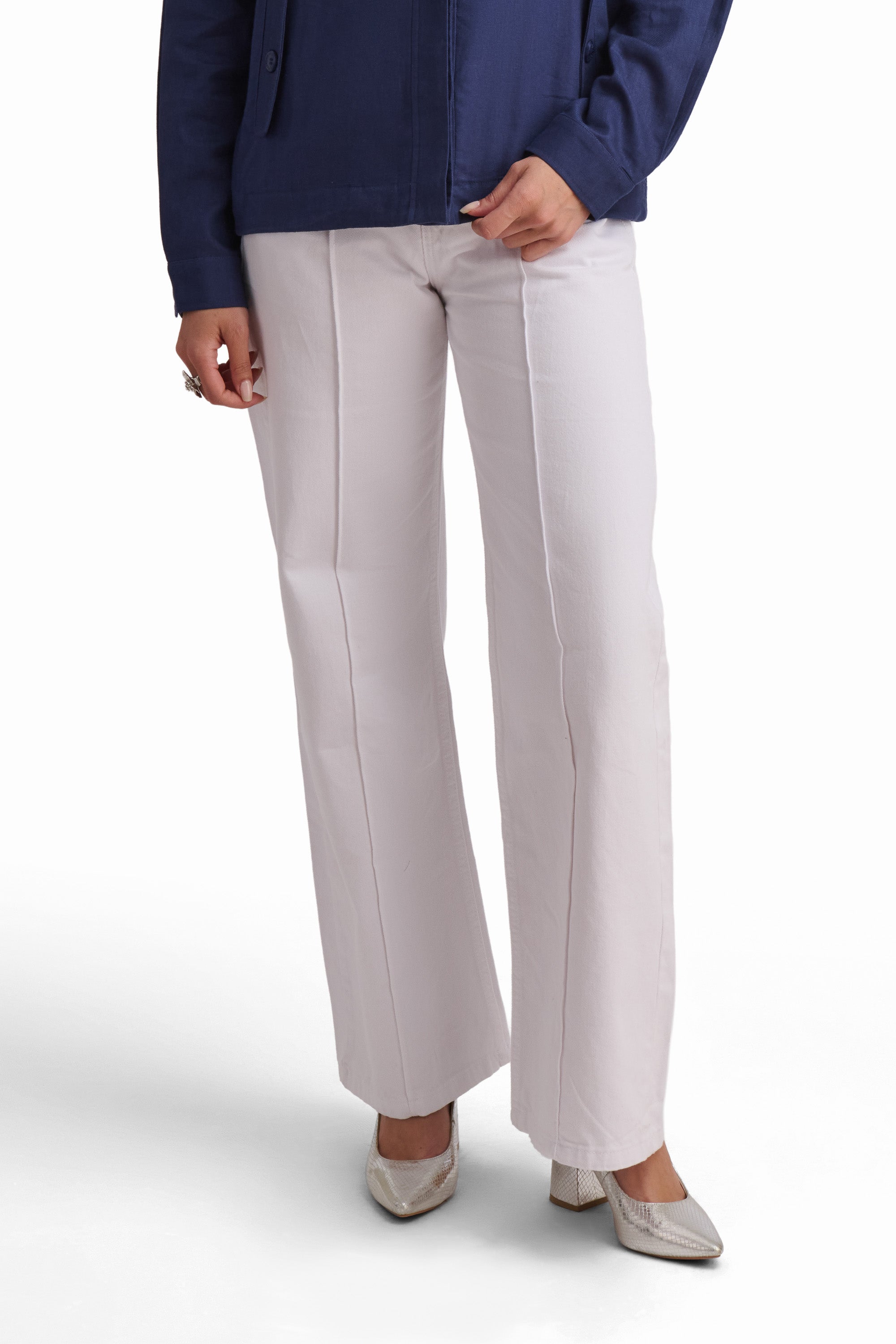 White Wide-Leg Trousers