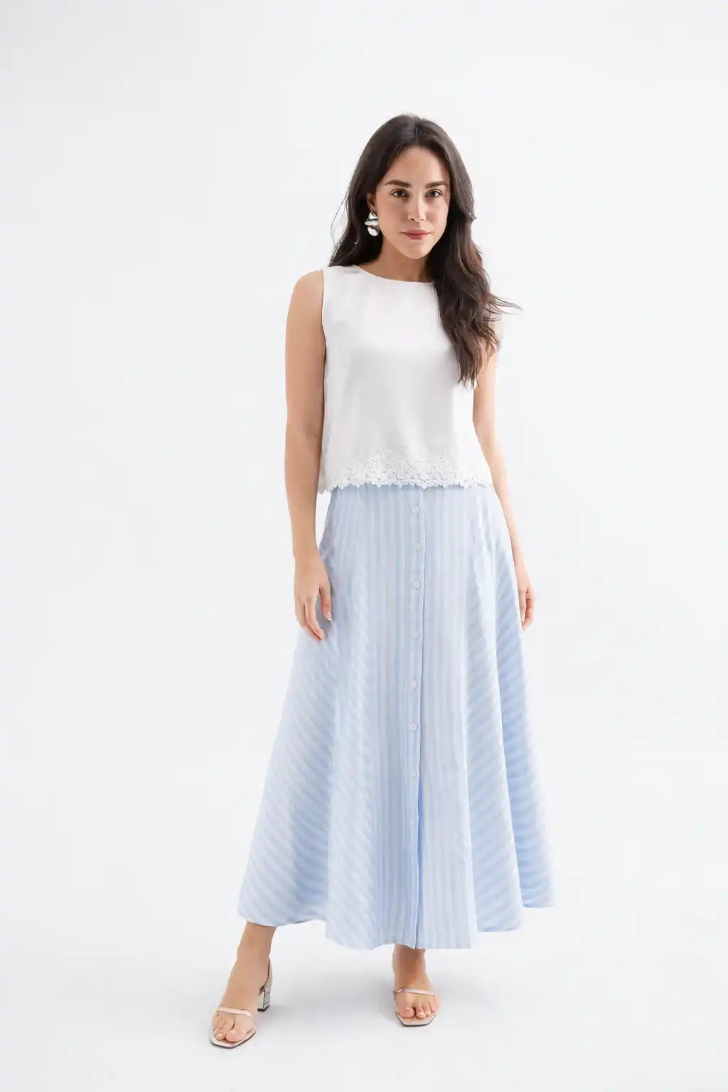 Sky Stripe Flow Maxi Skirt