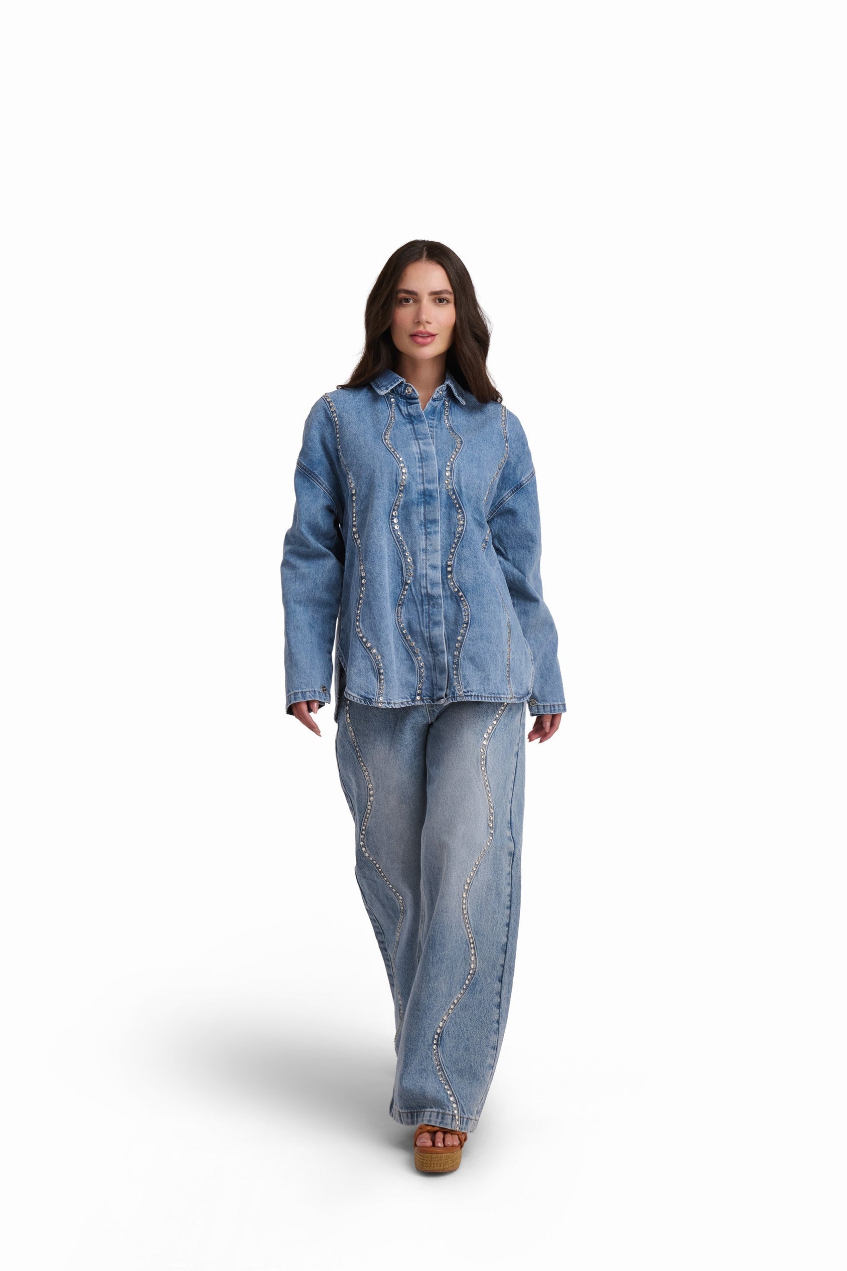 Crystal Wave Denim Shirt
