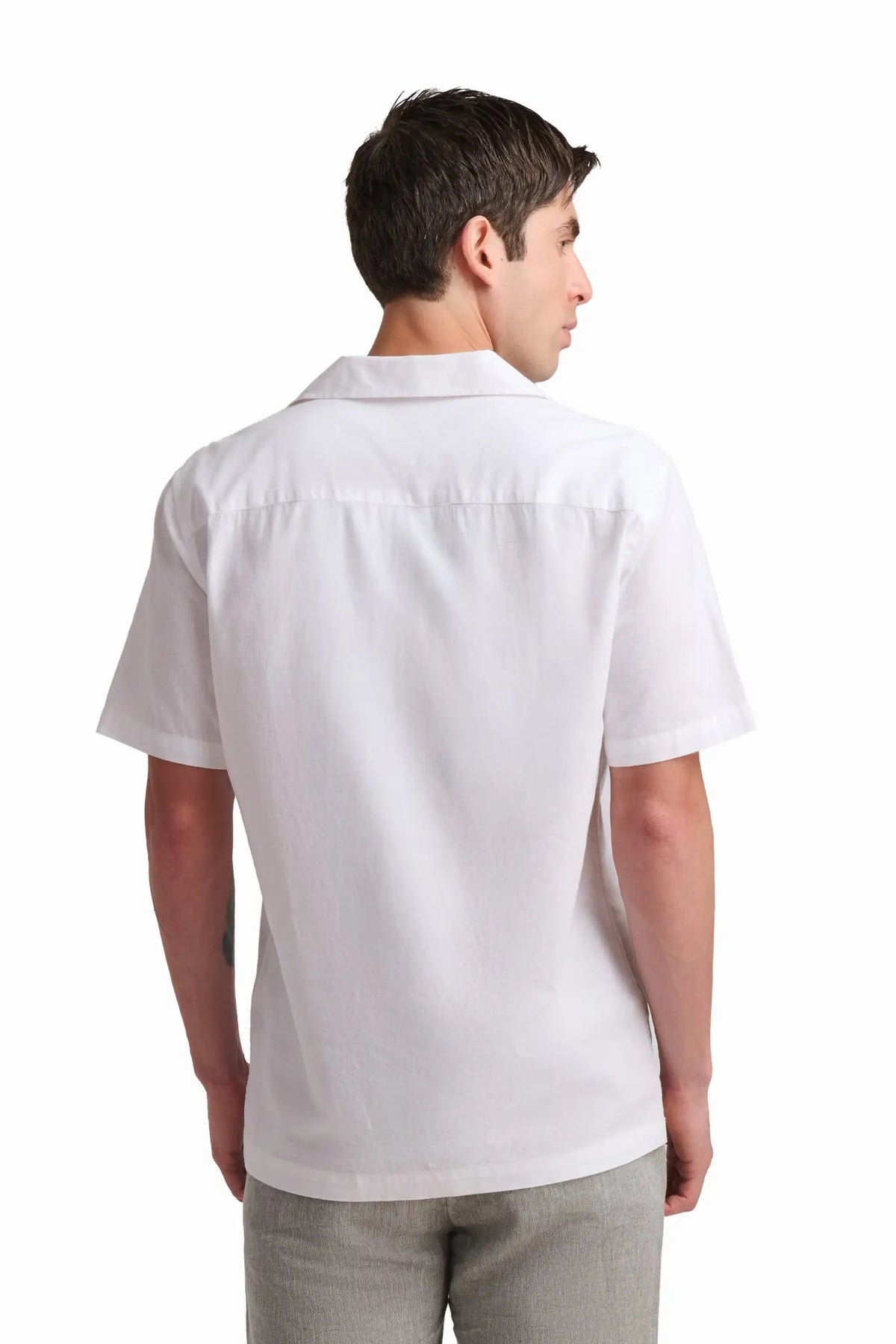 White Linen-Cotton Short-Sleeve Shirt