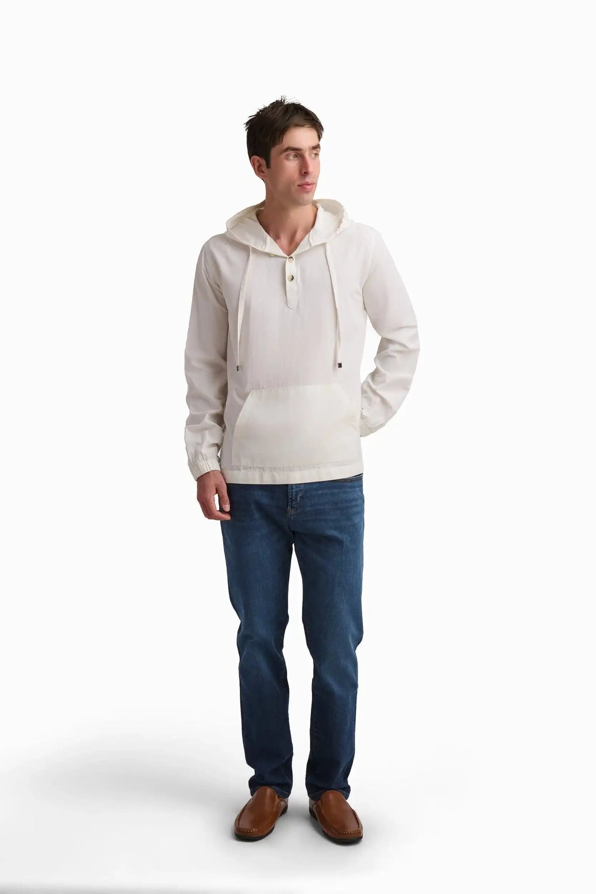 Off-White Linen Hooded Top