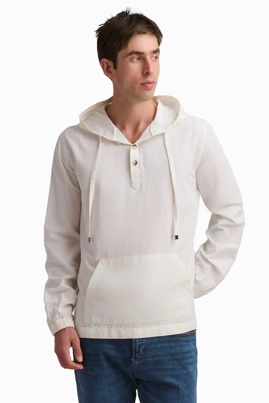 Off-White Linen Hooded Top