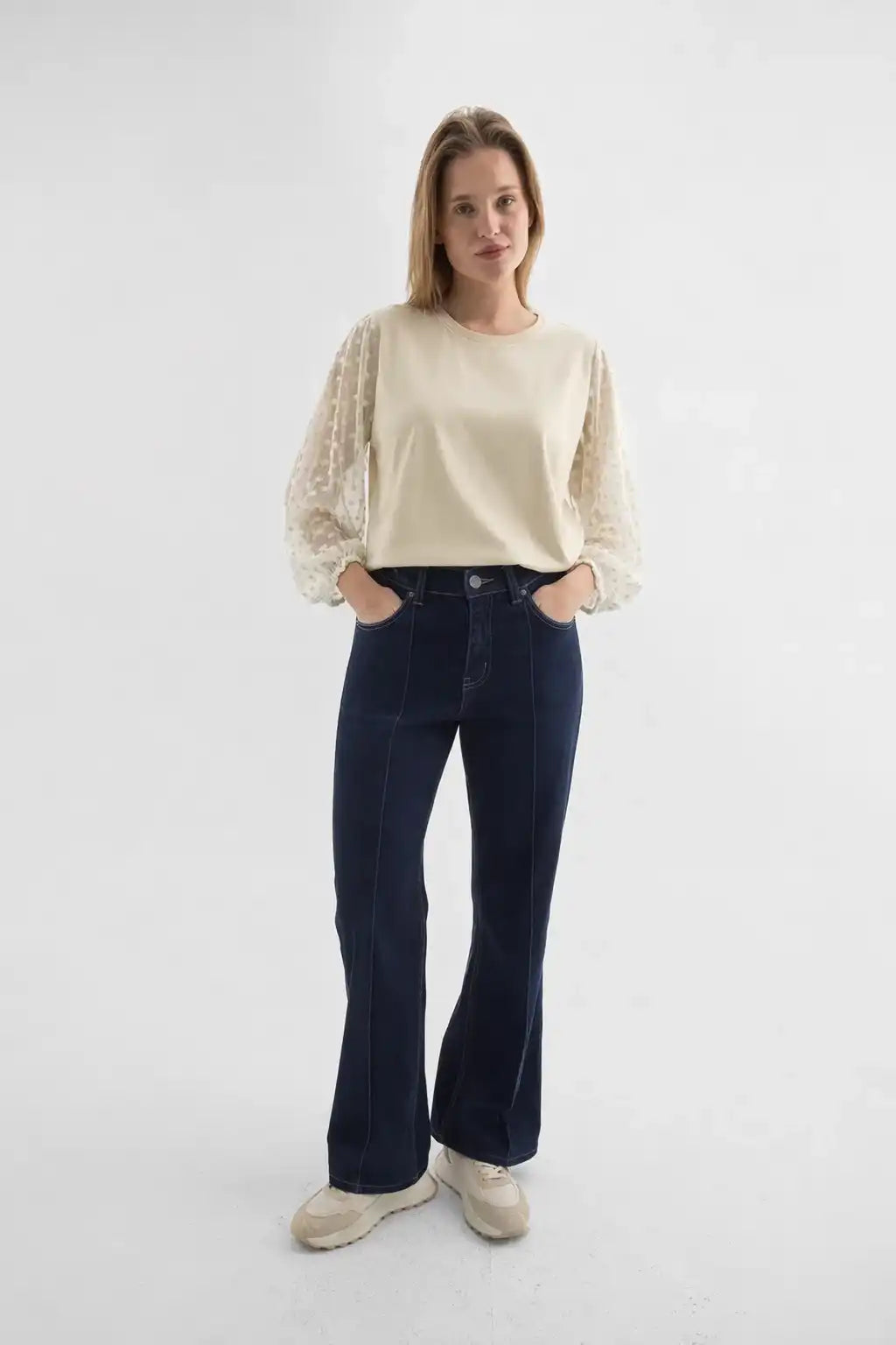 Dark Wash Flared Denim Pants