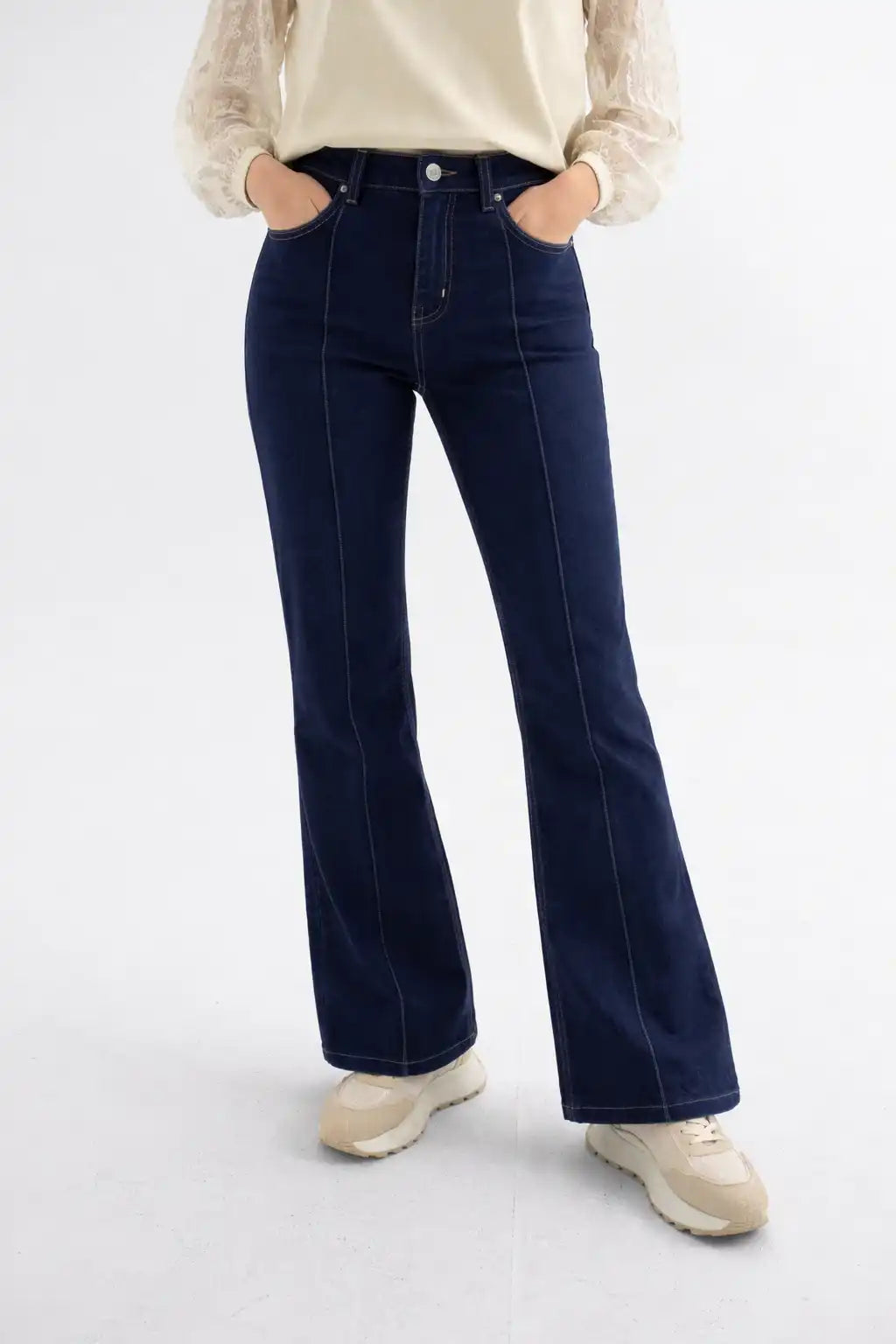Dark Wash Flared Denim Pants