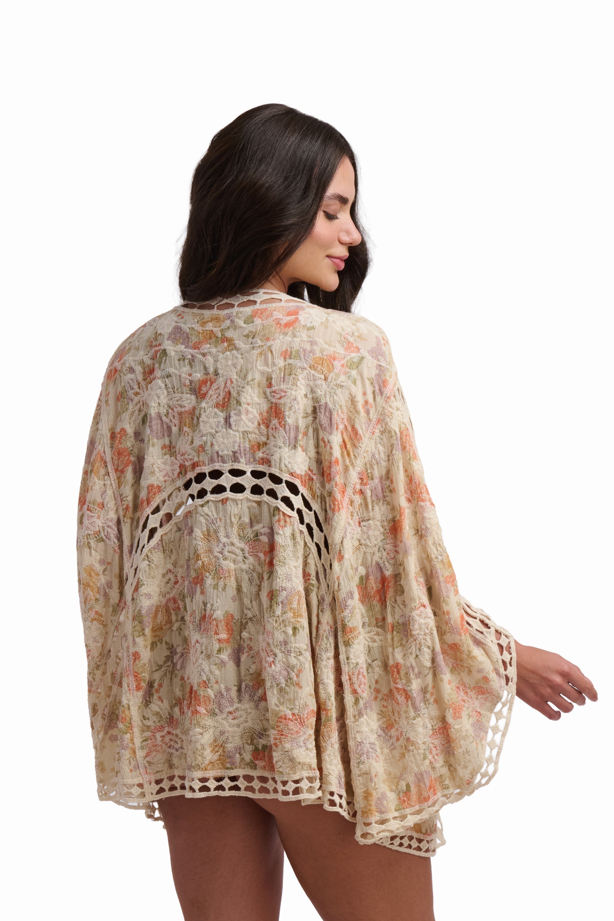 Beige Floral Kimono