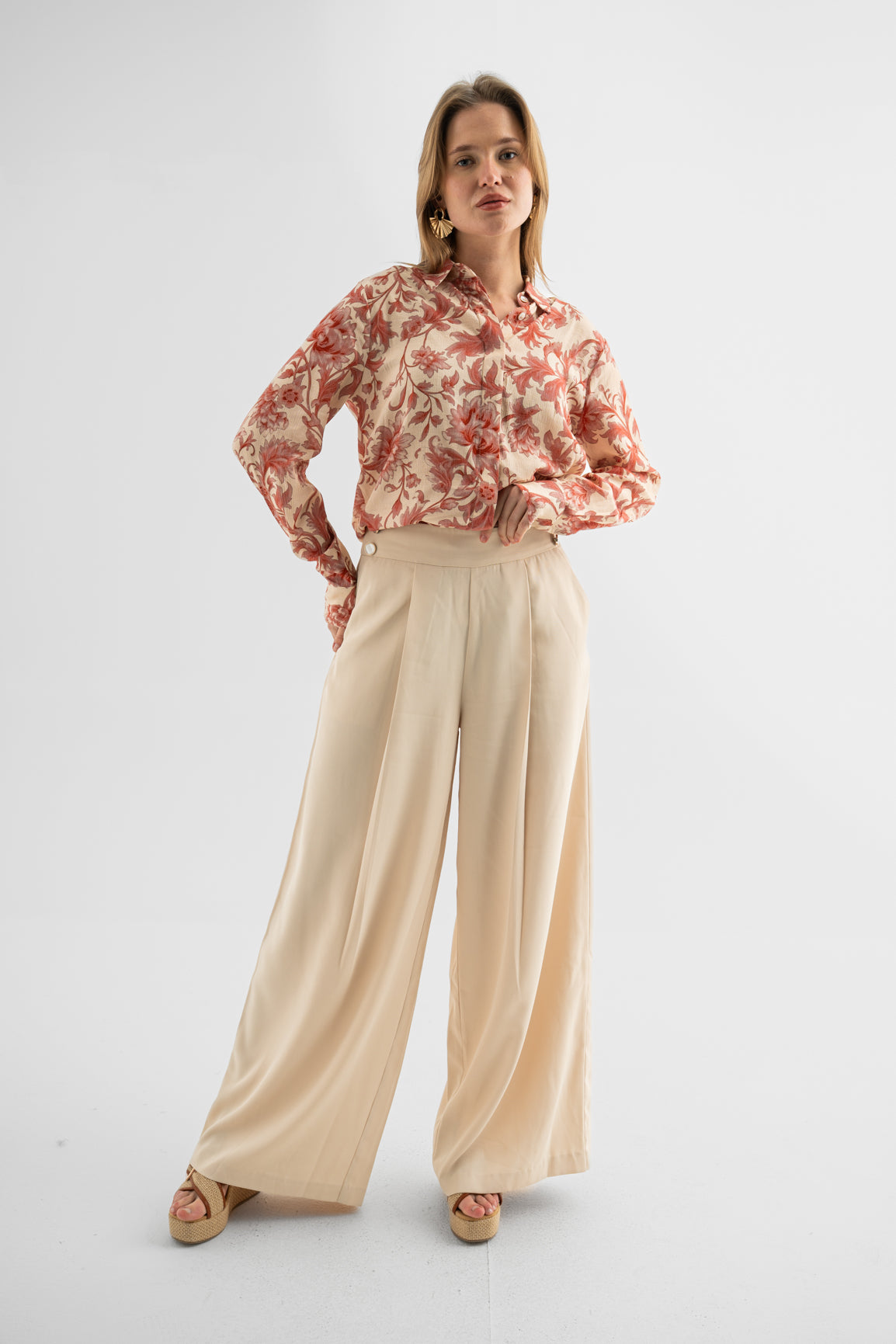 Romantic Coral Bloom Blouse