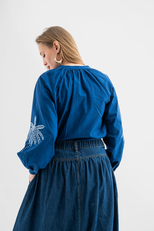 Blue Breeze Embroidered Shirt