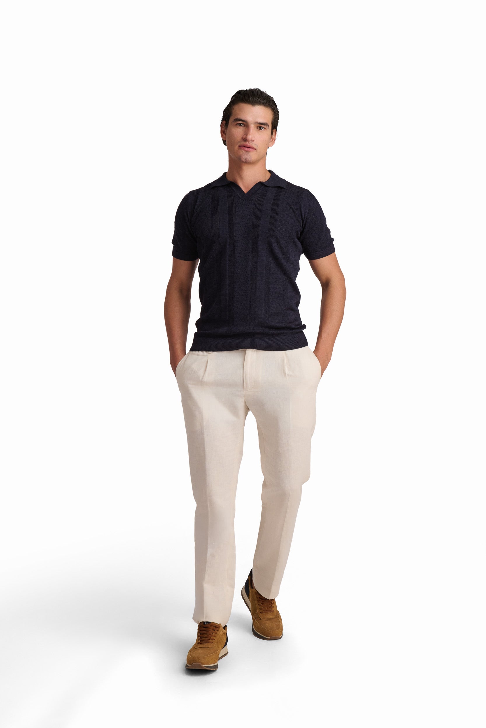 Men’s Navy Textured Polo Shirt