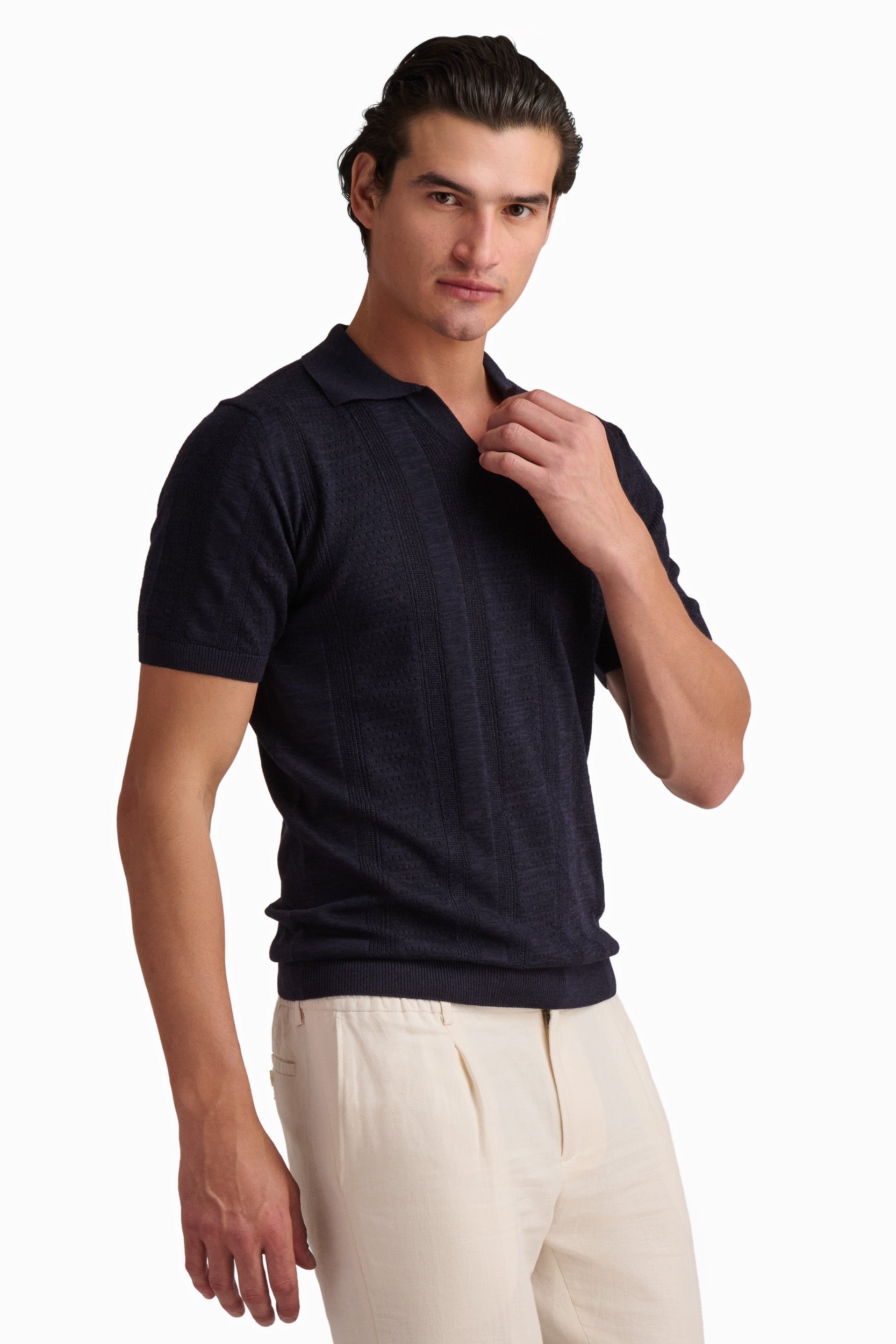 Men’s Navy Textured Polo Shirt