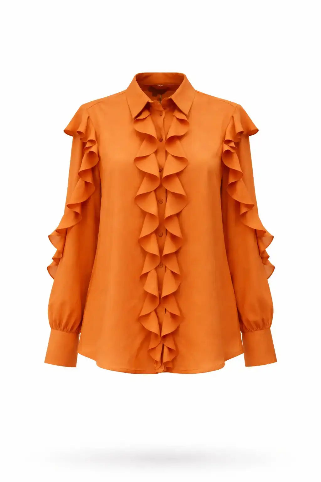 Ruffle Detail Button-Up Blouse